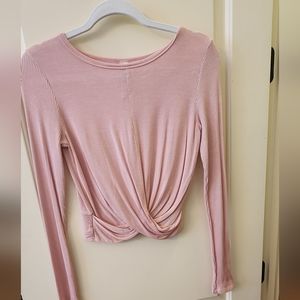 ALO Yoga Long Sleeve Pink Crop Top